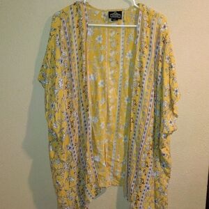Yellow Floral Oversized Bohemian Angie Kimono S